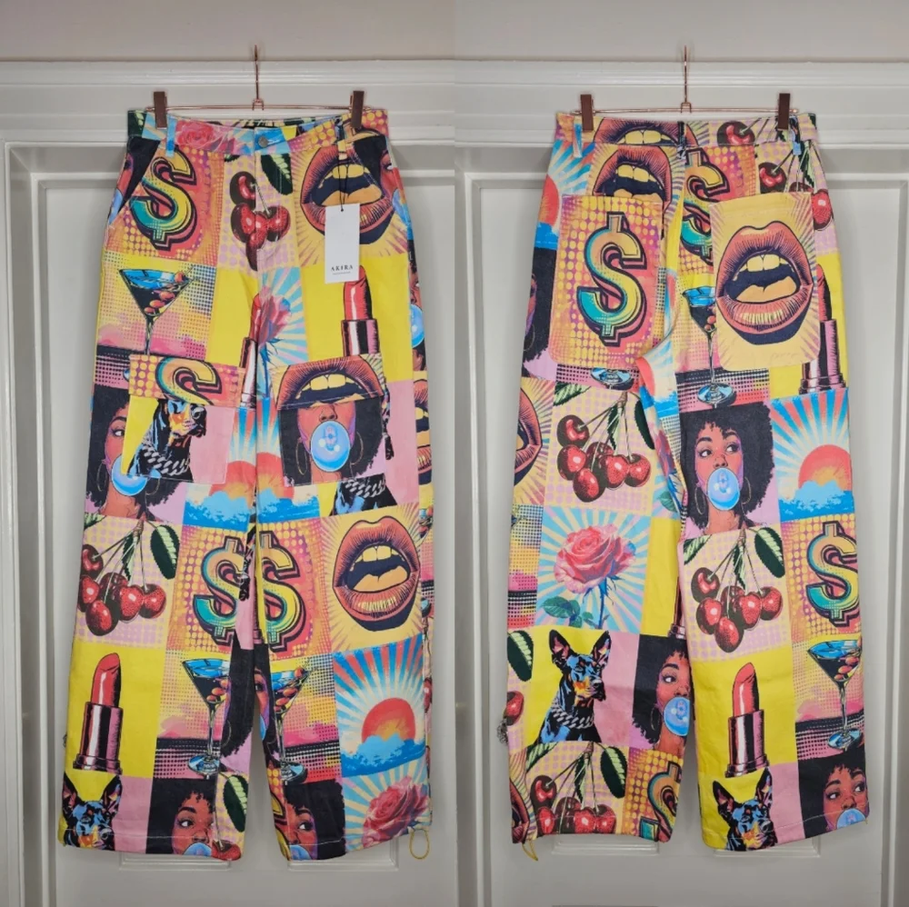 AKIRA Electric Printed Denim Cargo Pants - Picture 2 of 16